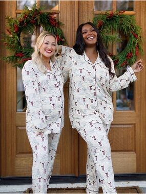 In My Sundays Champagne Swan Bow Long Sleeve Top and Pants PJ Set Size XS